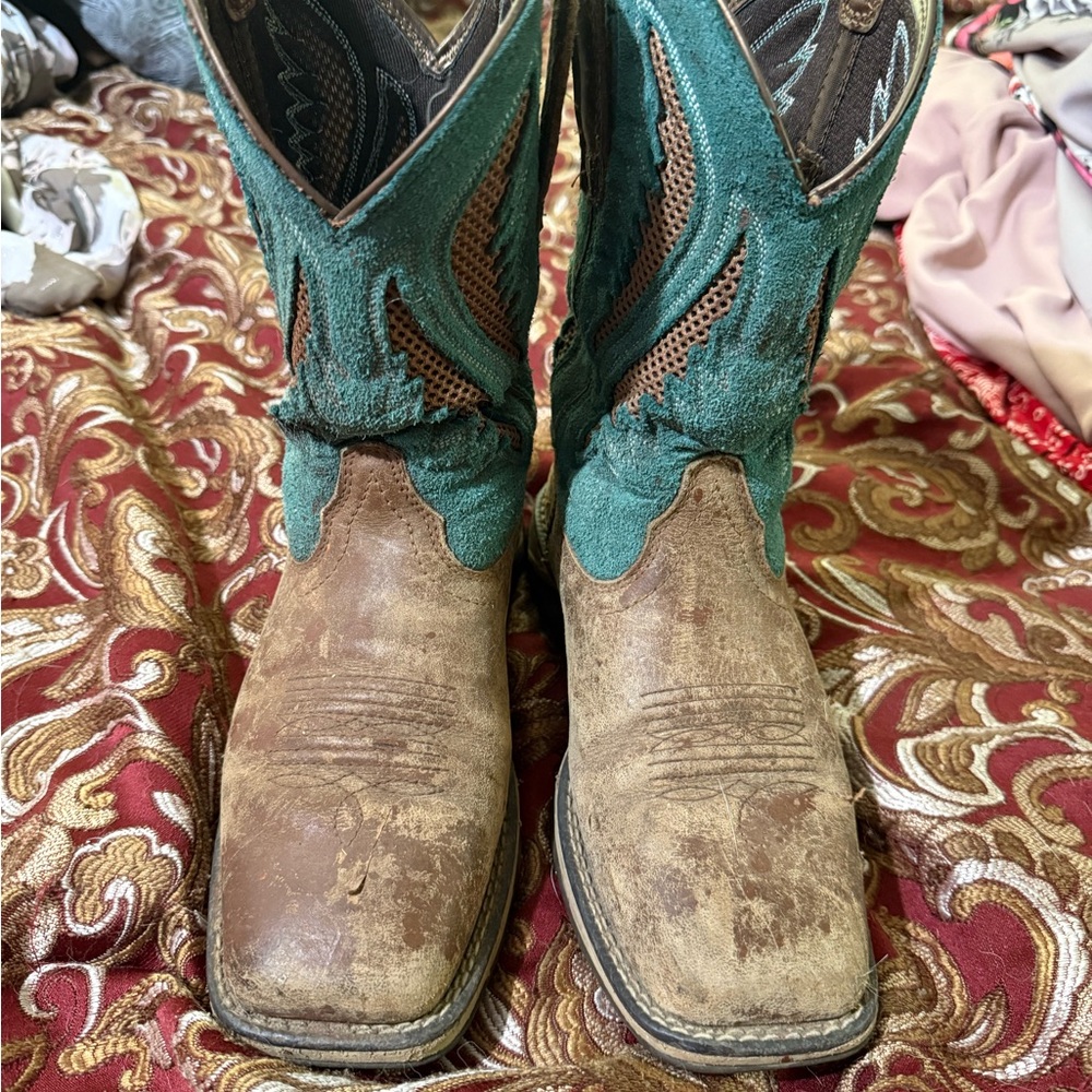 Ariat Brown and Teal Work Boots